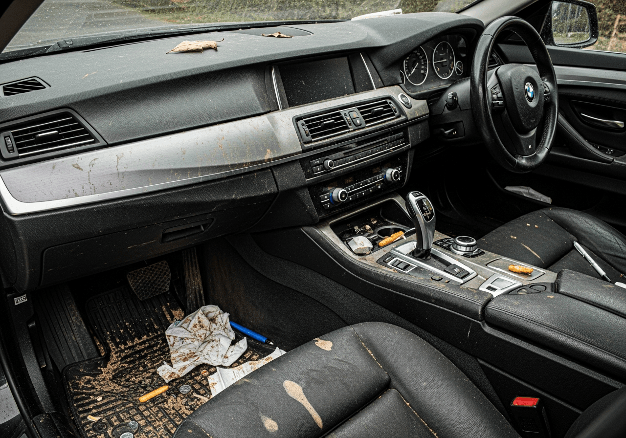 BMW 5 Series преди цялостно почистване на интериор